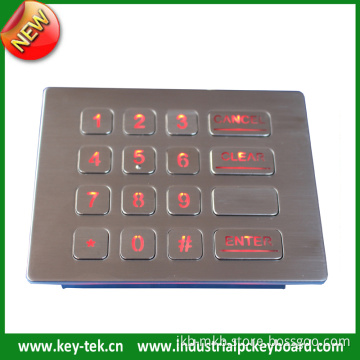 16keys Stainless Steel Keypad with Backlight